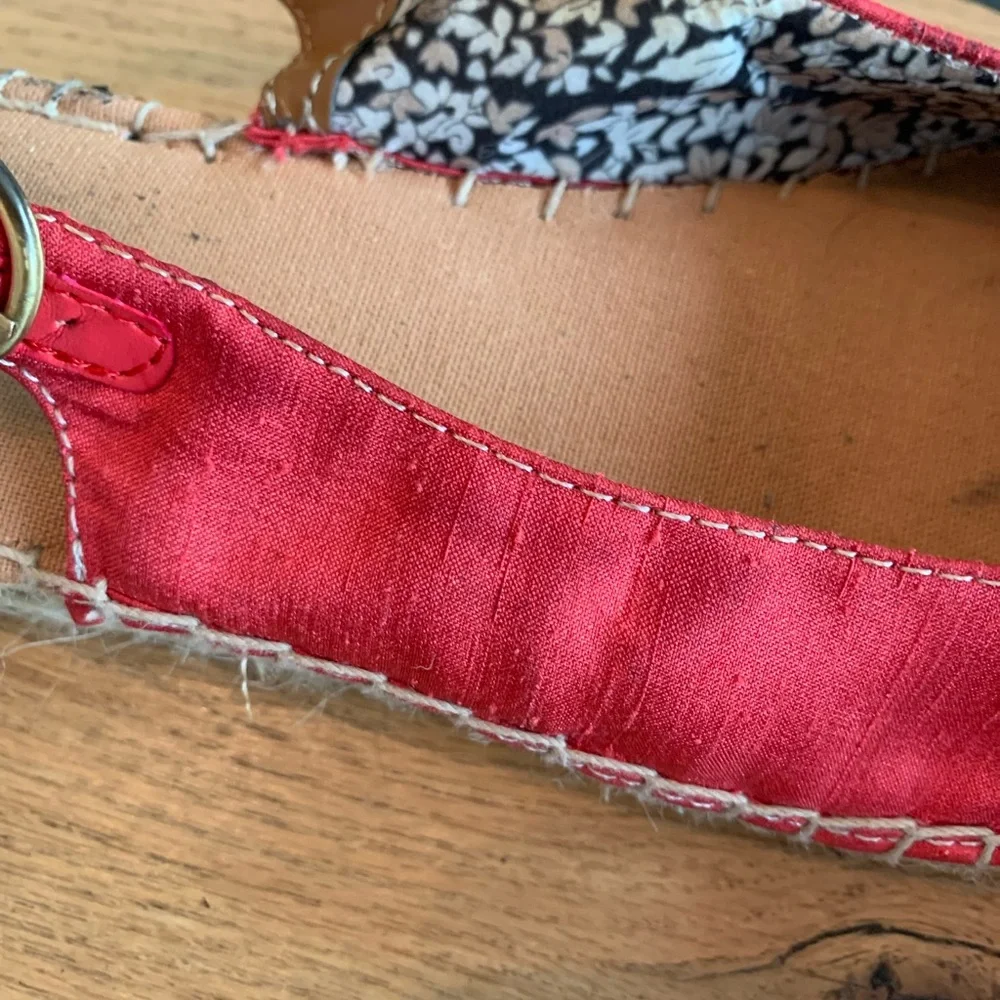 Life Stride Espadrille Shoe Red Slingback Bow‎ Women’s 8 1/2 Preloved